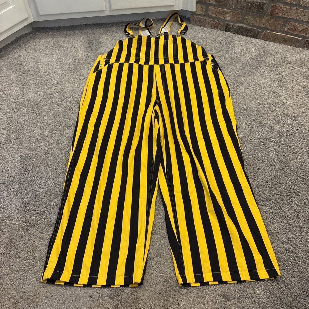 Game Bibs Overalls Striped Black Gold Size 2XL Unisex Purdue Pittsburgh Iowa